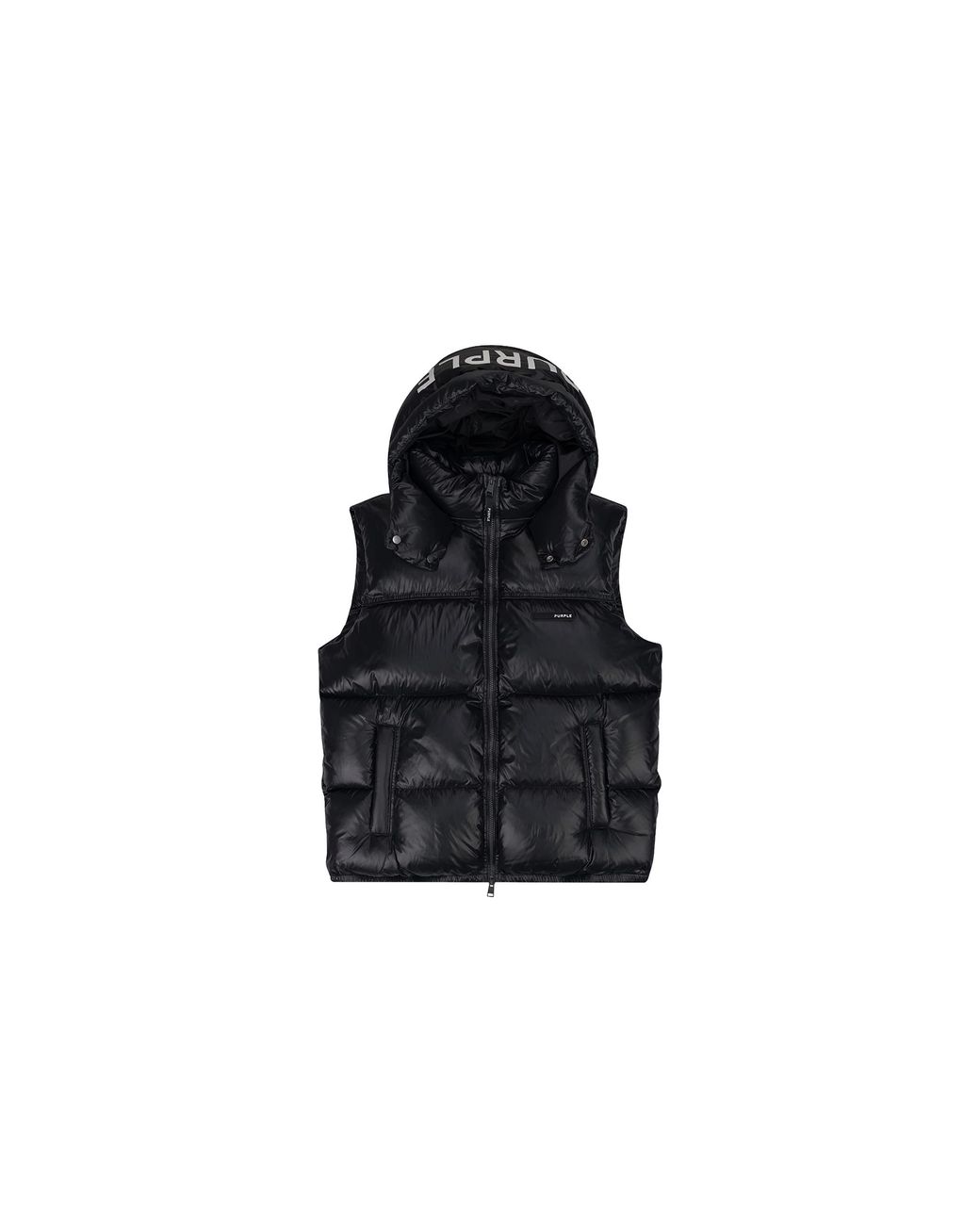 Purple Brand Black Nylon Off Hood Puffer Vest "Jet" P623 Pjbv422" for men