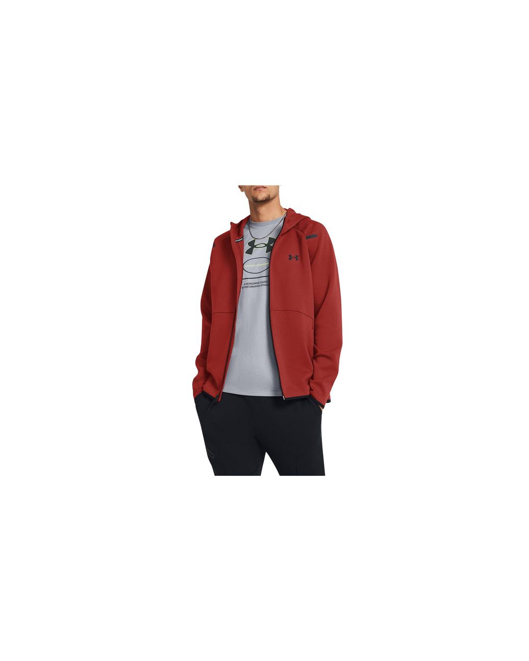 Under Armour Red Unstoppable Fleece Full-Zip Sweatshirt 1379806 840" for men
