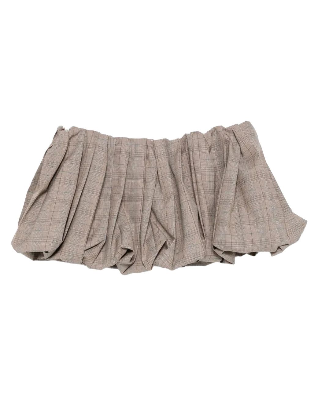Miu Miu Metallic Pleated Prince Of Wales Checked Miniskirt "Tobacco" Mg2735 1949 F0005"