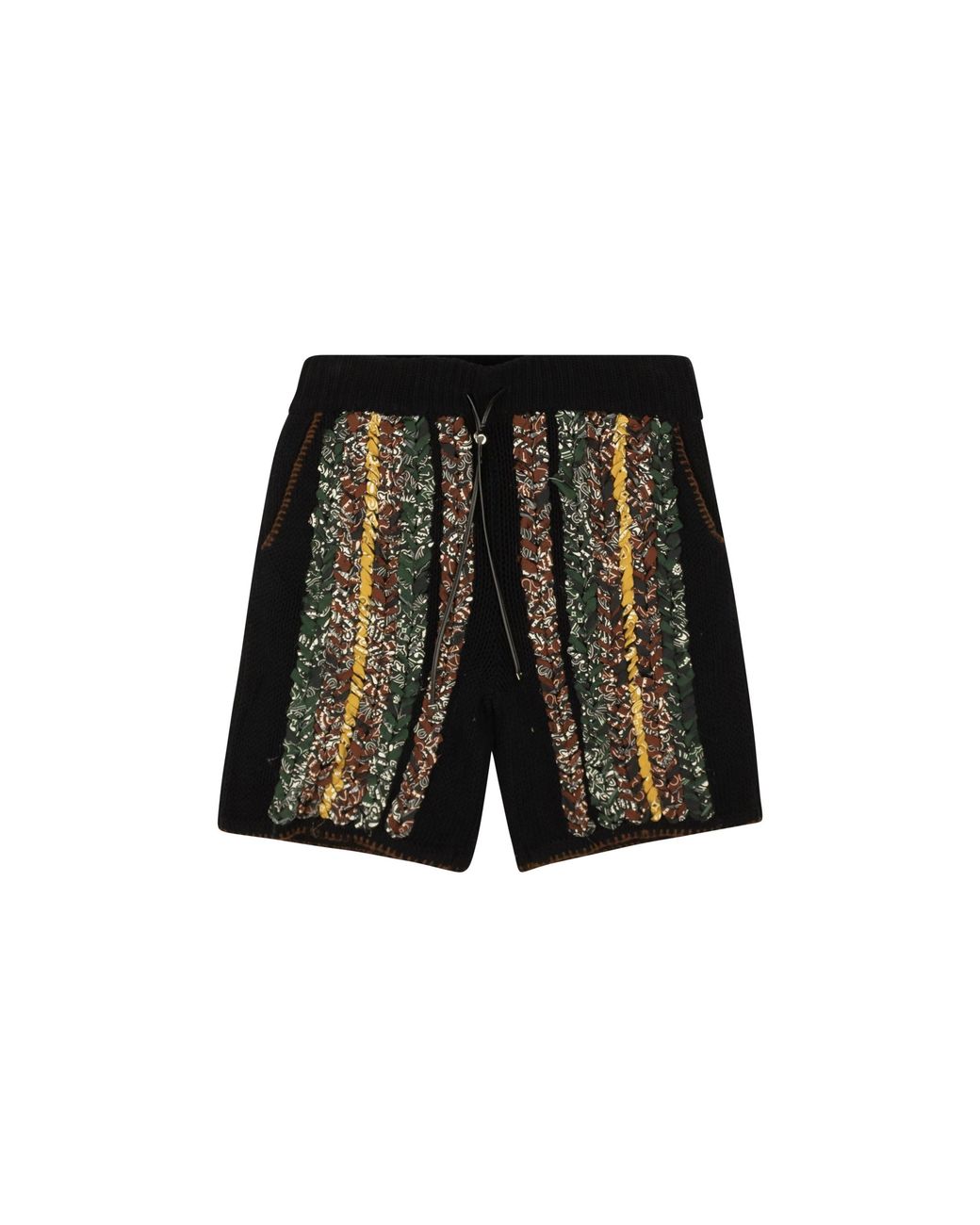 Amiri Black Cotton Braided Bandana Knit Shorts And Multi" Mkb002 001" for men