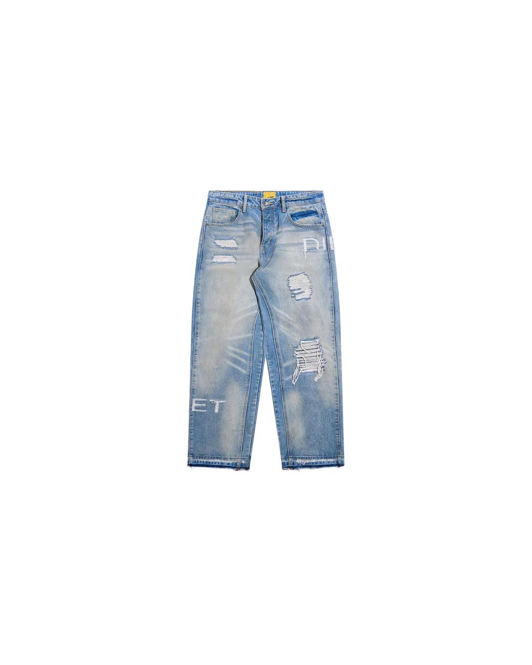 DIET STARTS MONDAY Blue Distressed Stencil Denim "Washed" Dsm S26 068" for men