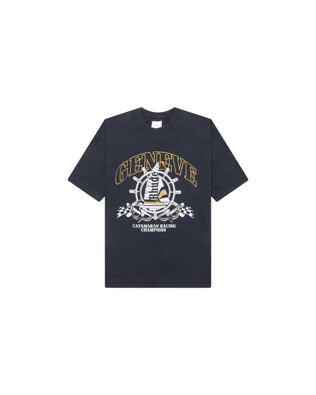 Rhude Black Geneve T-Shirt "Vintage" Rhss24Tt060126100610" for men