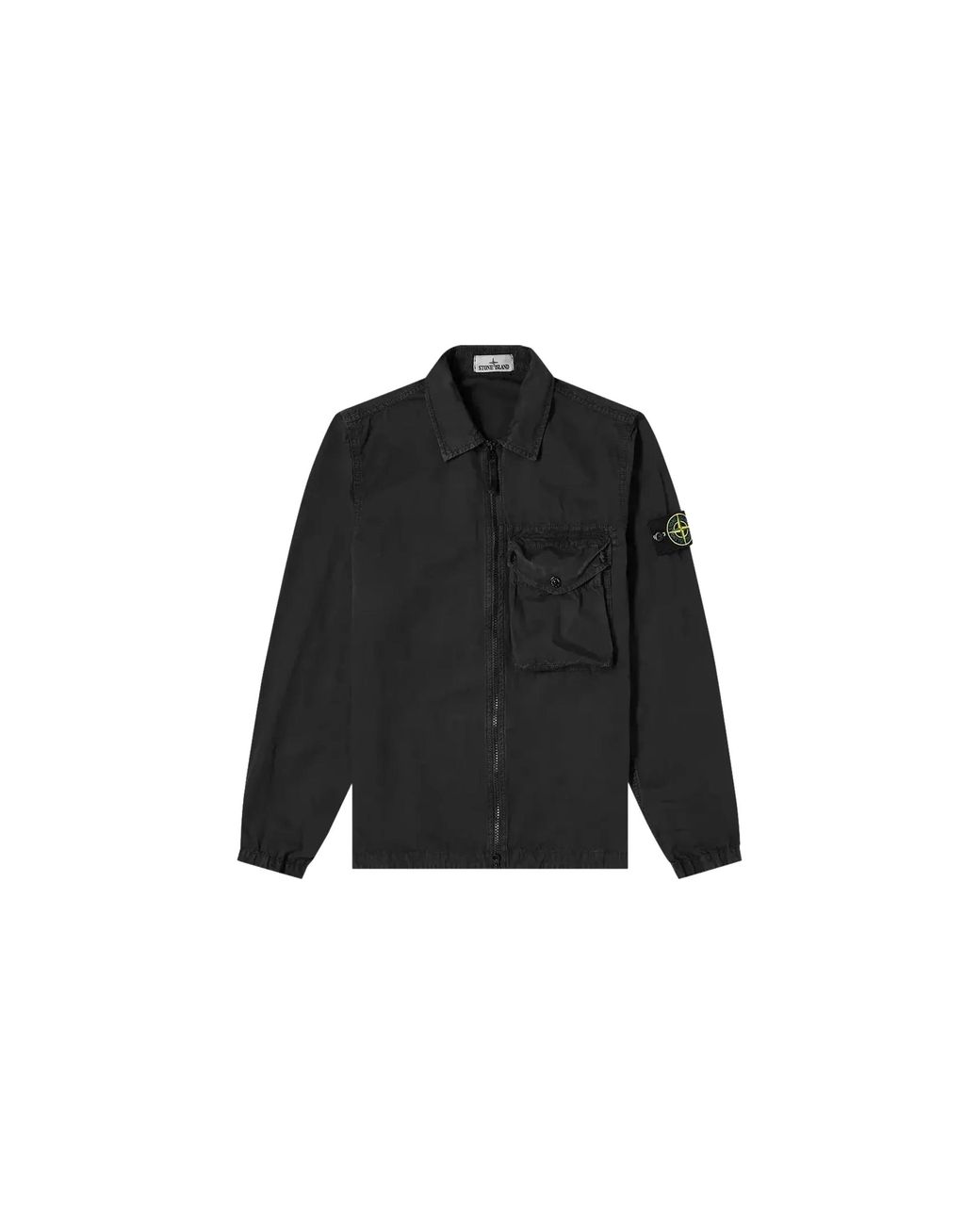 Stone Island Black Zip Pocket Overshirt 7415117Wn V0129" for men