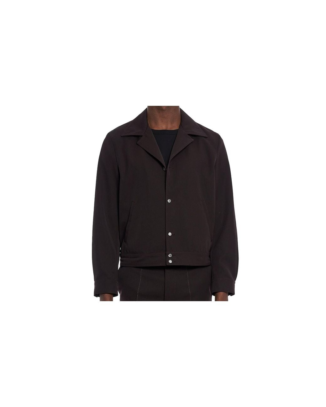 Second Layer Black Gabardine Shirt/Jacket Pdss24Ja06078090" for men