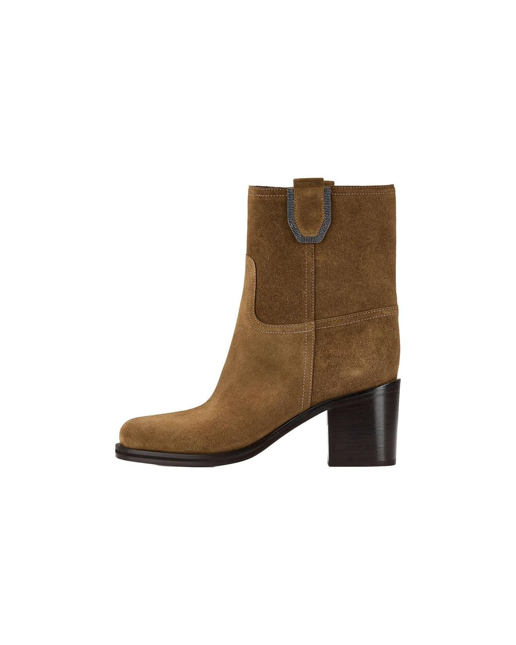 Brunello Cucinelli Black Suede Mid-Calf Boots "Sesamo" Brun3029"