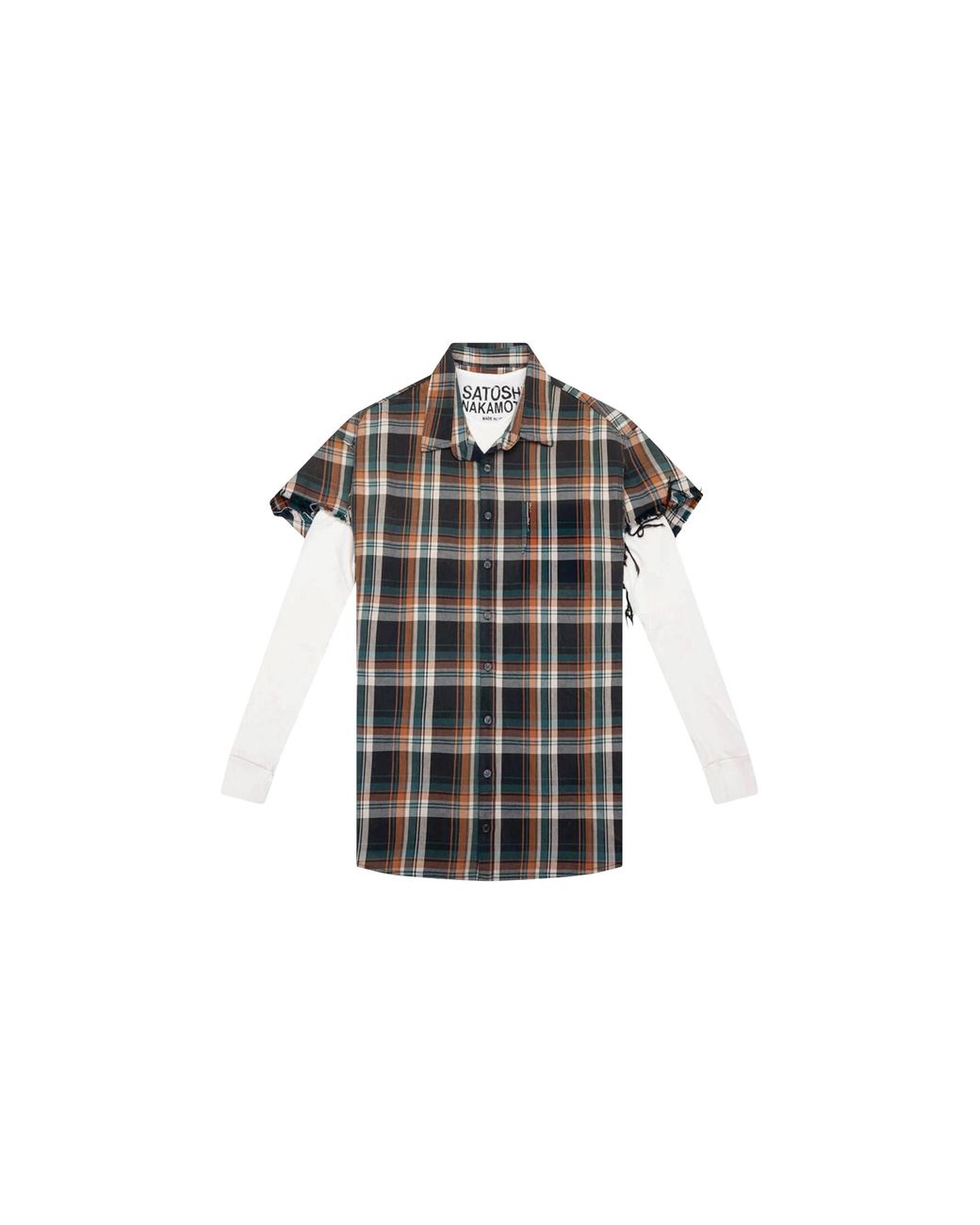 Satoshi Nakamoto Black Bender Cut Off Flannel Plaid" Sat021" for men