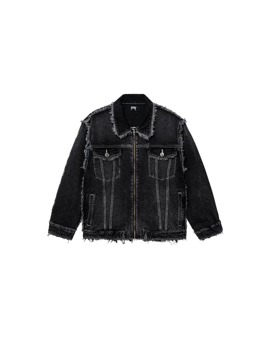 REVENGE Black Frayed Skull Patch Denim Jacket Rev0040" for men