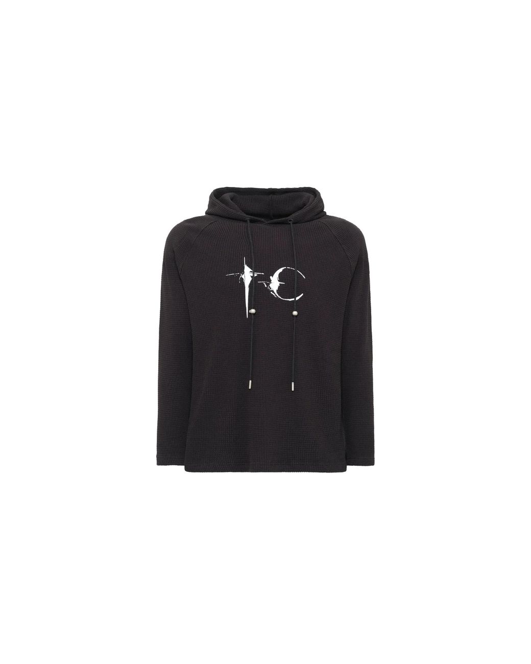 THUG CLUB Black Bulk Shoulder Waffle Hoodie Tc26Ts0902" for men