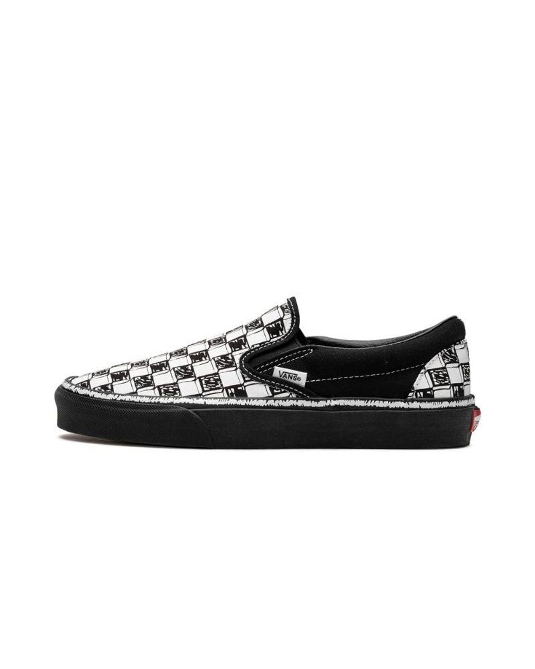 Vans Classic Slipon "sketch Check" Shoes in Black for Men Lyst UK