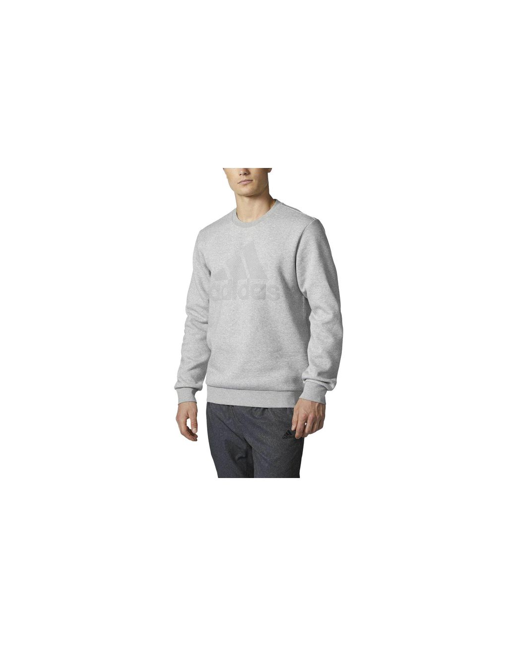Adidas Black Essentials 3-Stripe Logo Cotton Sweatshirt "Medium Heather" Cg0857" for men