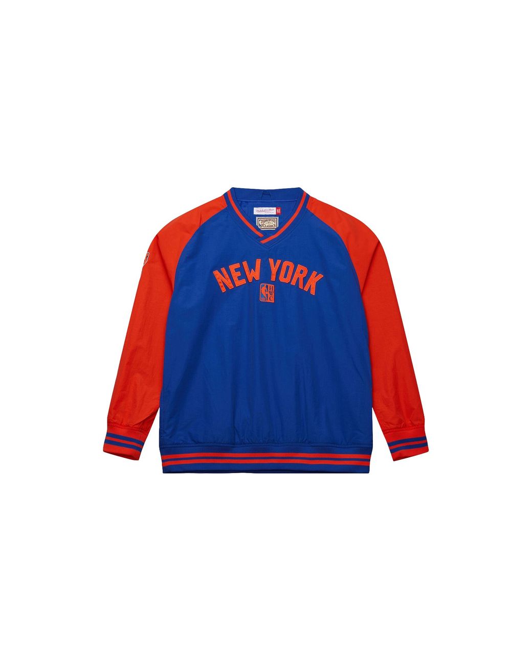 Mitchell & Ness Blue Nylon Pullover Jacket Vintage Logo "Nba Knicks" Jk9272 Nykroya" for men