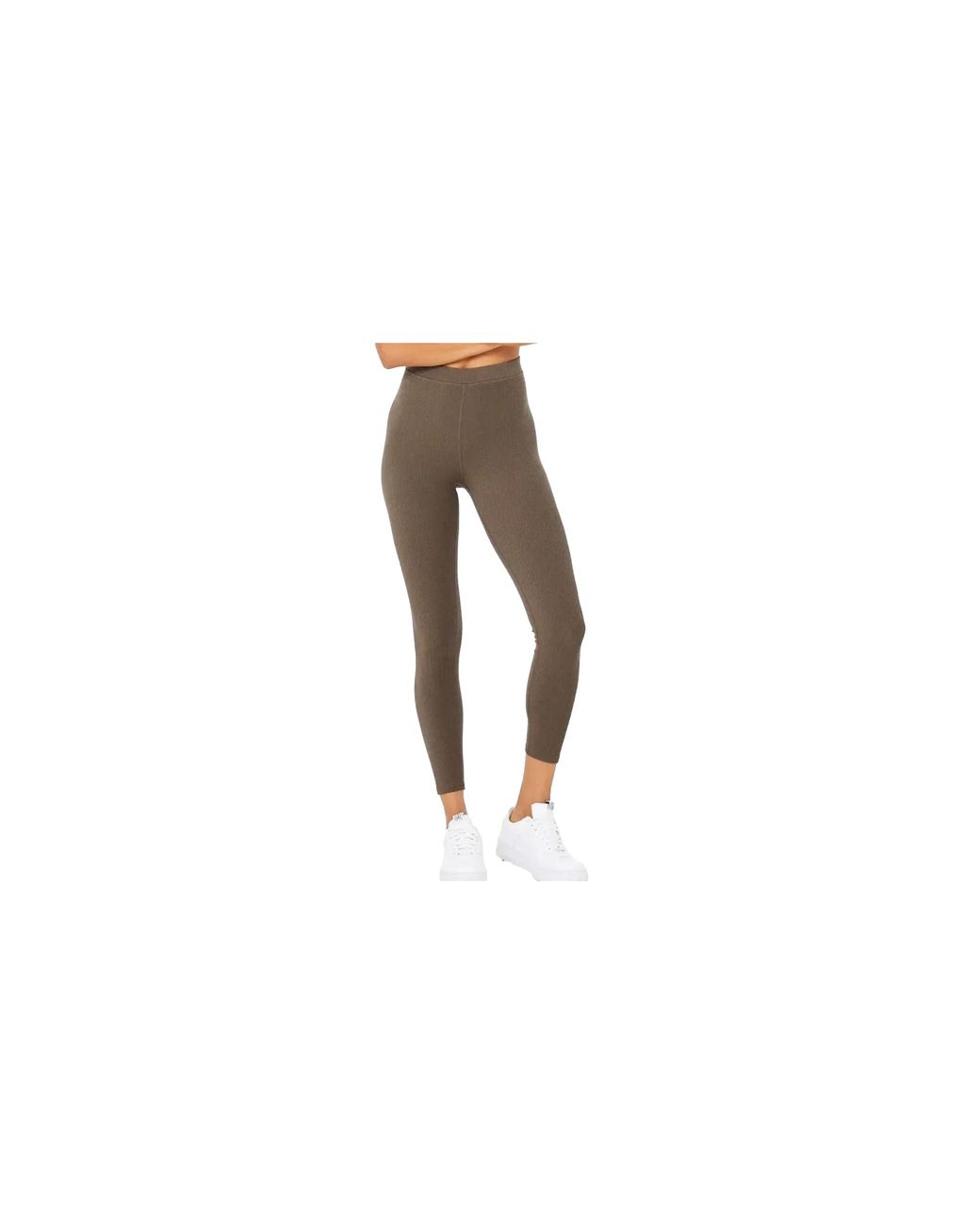 Alo Yoga Black Ribbed High-Waist 7/8 Blissful Leggings "Hot Cocoa" 24"