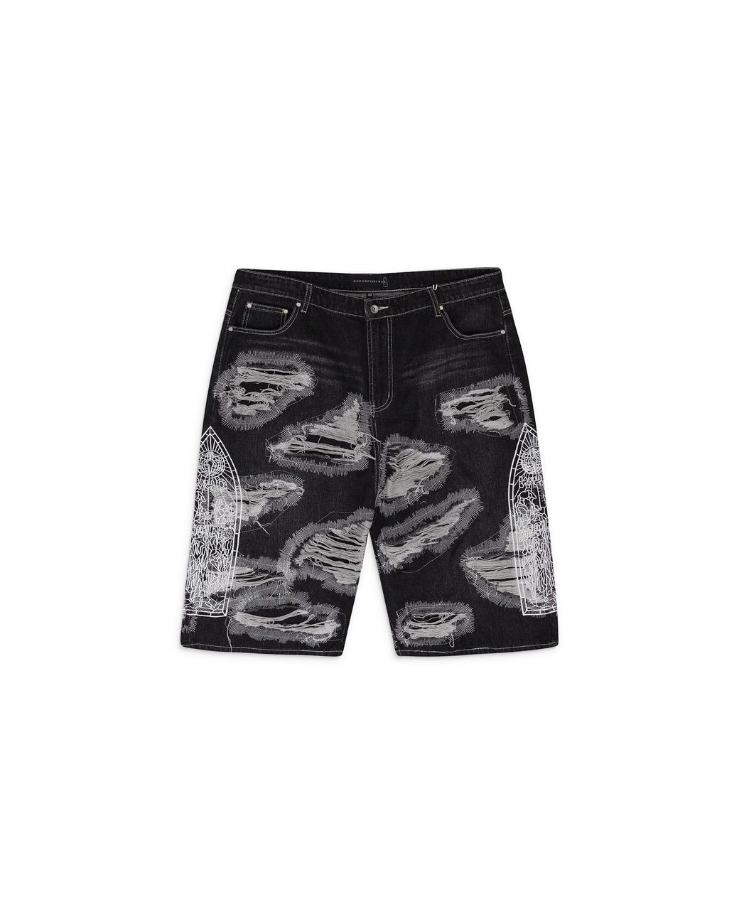 Who Decides War Black Darning Side Embroidery Shorts 1120640002Ss24" for men