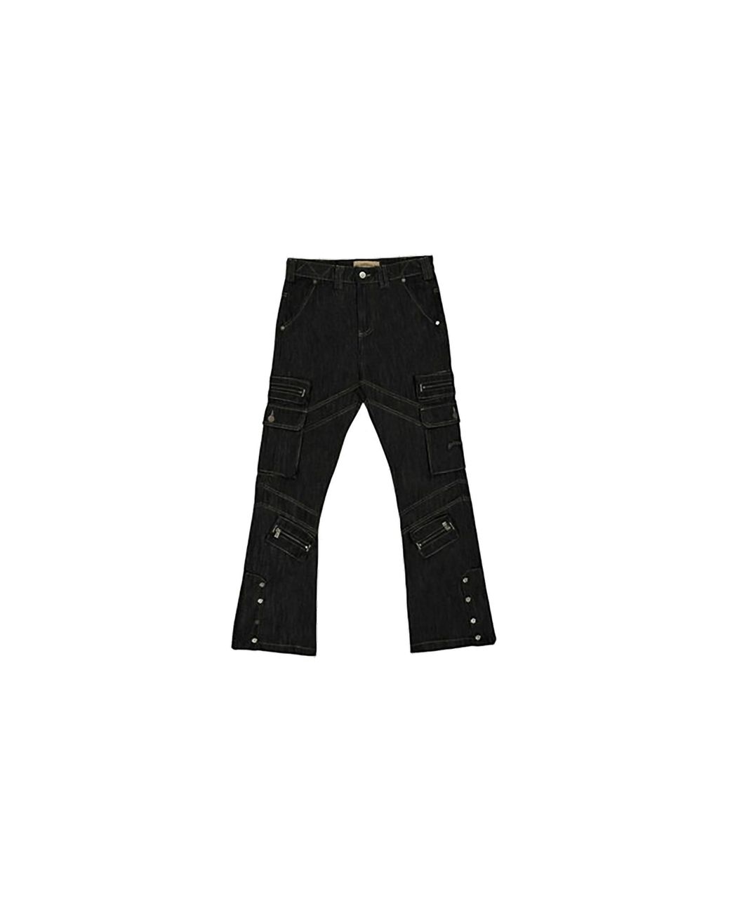 GODSPEED NEW YORK Black Rockstar Flare Cargo Raw Denim Pants Gs848" for men