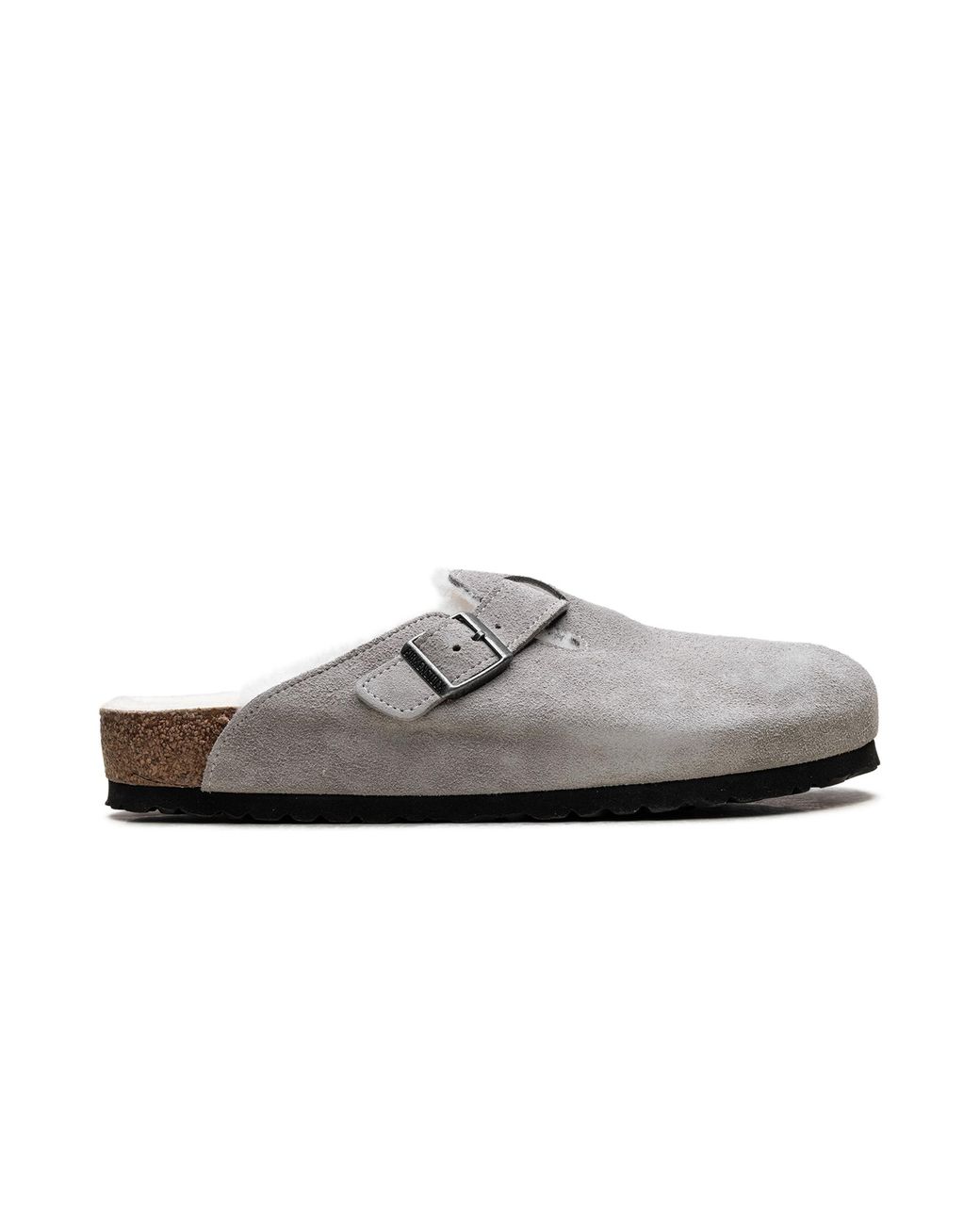 Birkenstock Black Boston Shearling Suede Leather "Boston Shearling Stone Coin" 1017650" for men