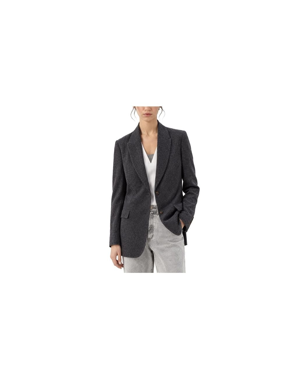 Brunello Cucinelli Black Wool Blazer "Anthracite" Brun2407"