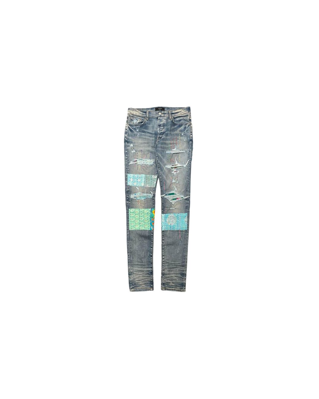Amiri Black Quilted Art Patch Jeans "Clay" Mds066 408" for men