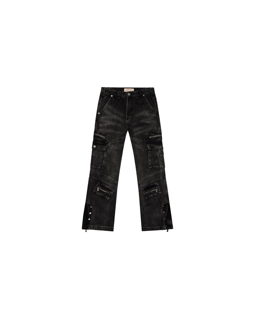 GODSPEED NEW YORK Black Rockstar Flare Cargo Pants Wash" Gs847" for men