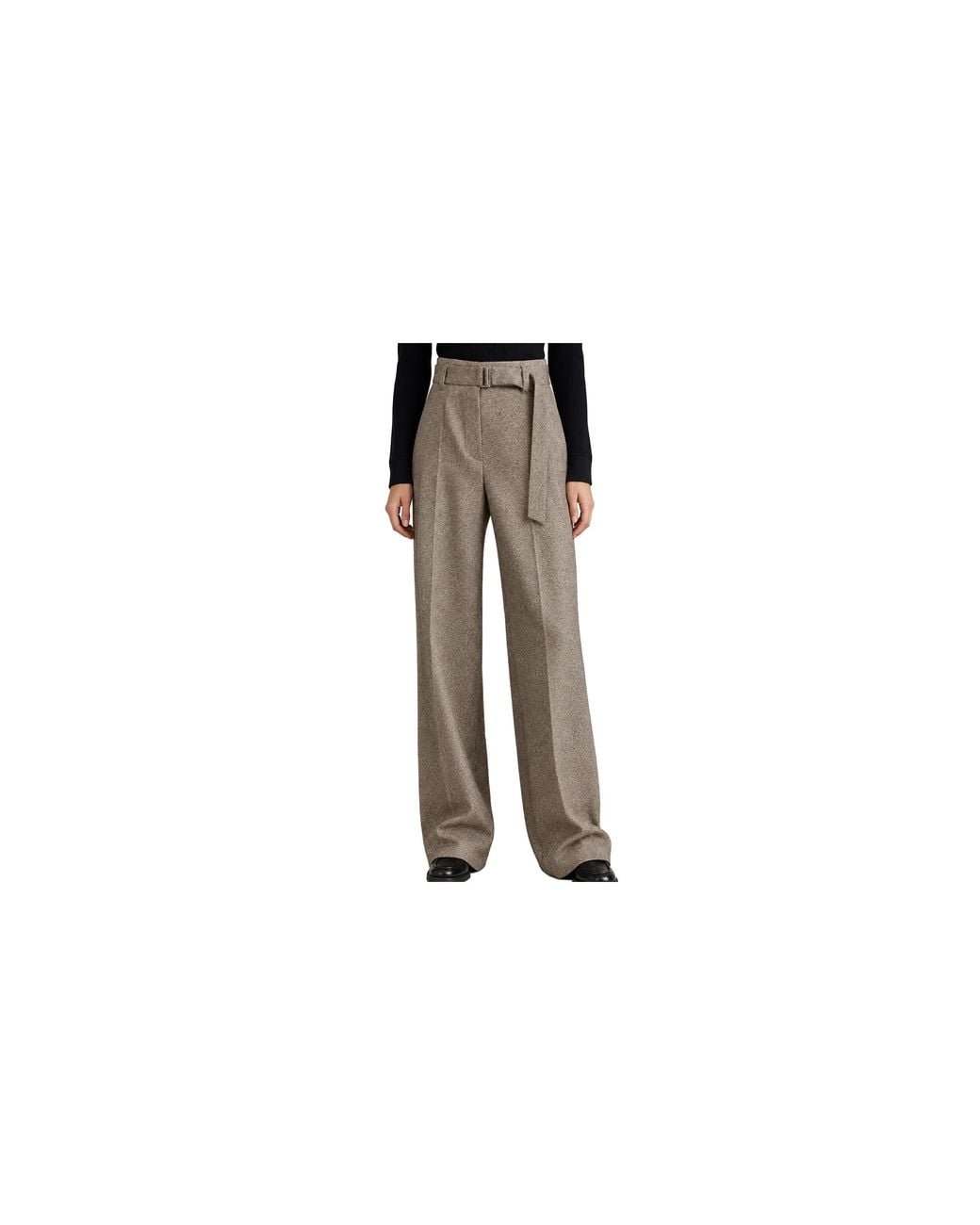 Brunello Cucinelli Black Wool Blend Wide-Leg Trousers Brun2887"
