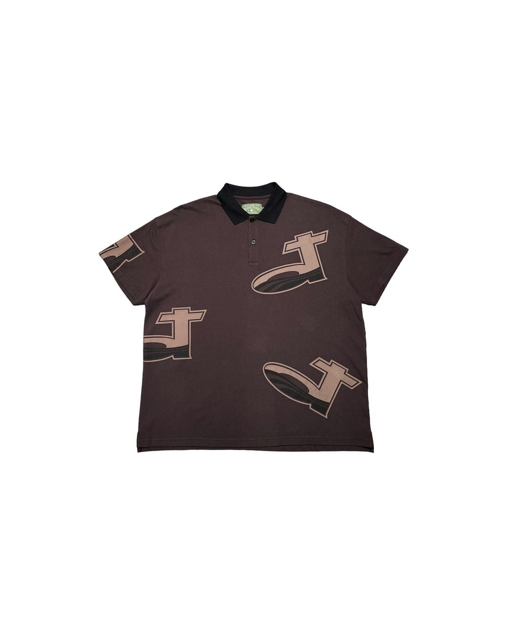 DENIM TEARS Black Dt Pique Logo Short Sleeve Polo Shirt Tan" Dt602" for men