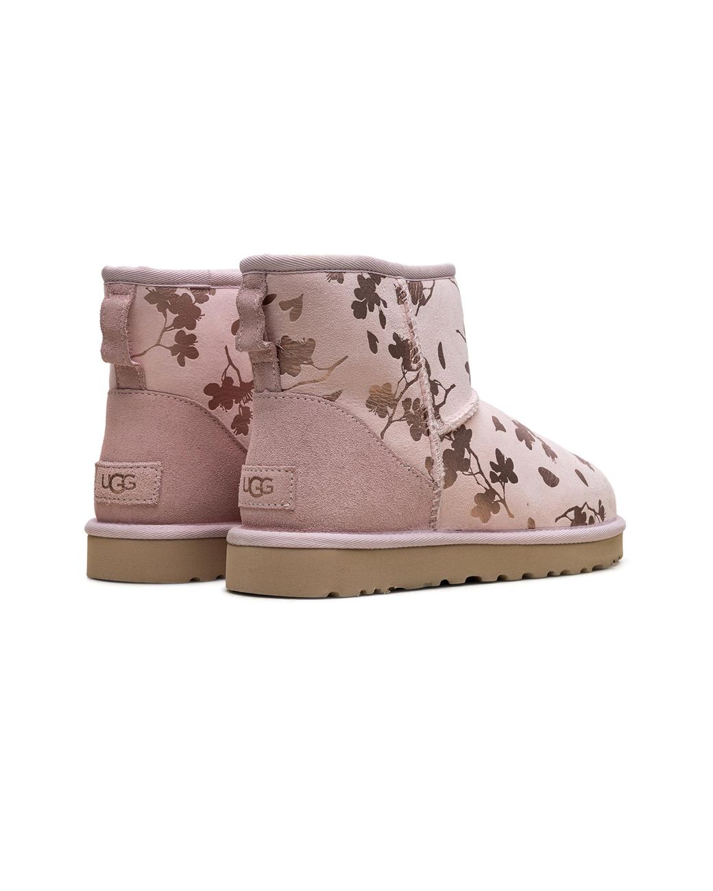 Ugg Black Classic Mini "Floral Foil Fleece Lined" 1118163 Slpn"