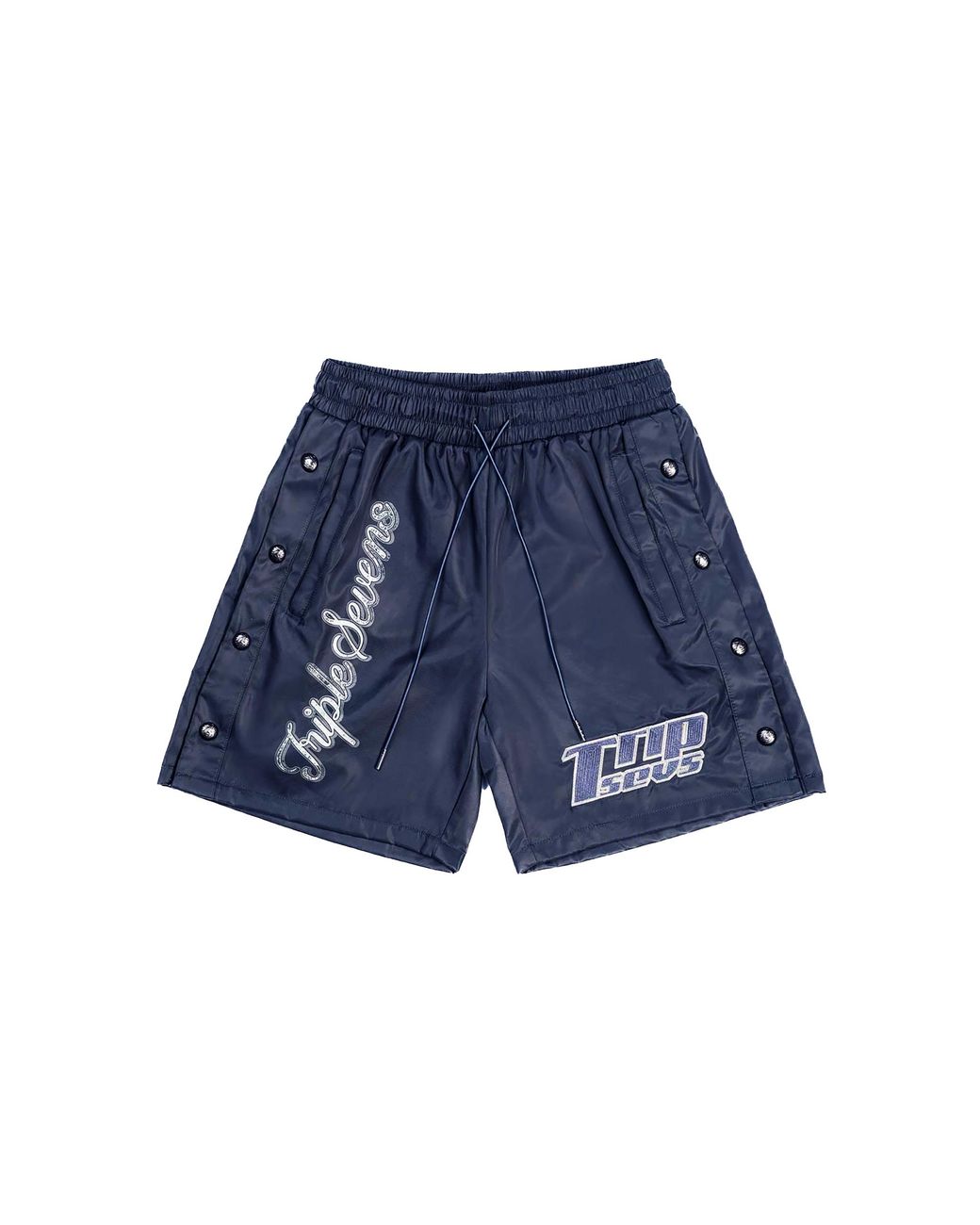Triple Sevens Blue Nylon Button Up Shorts Ts7040" for men