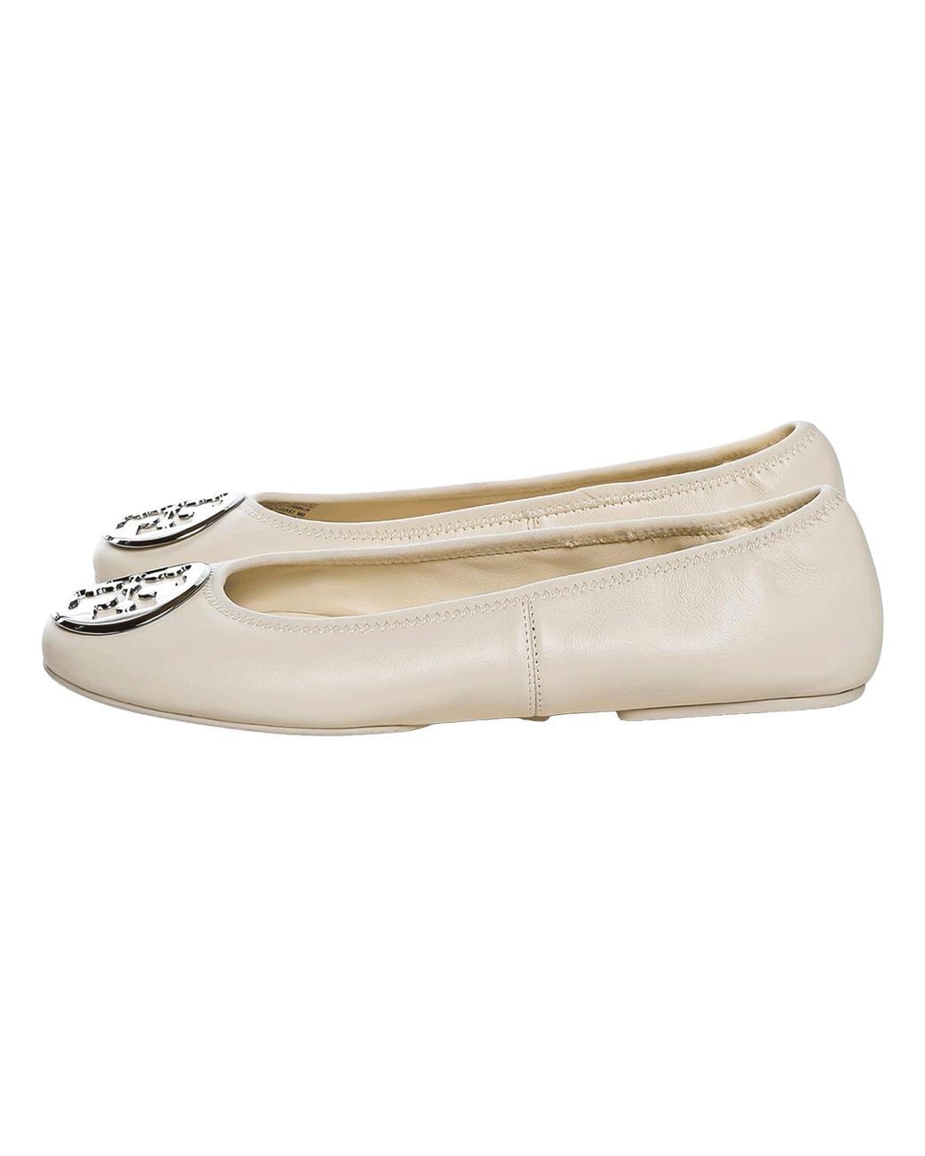 Tory Burch Black Reva Travel Ballet "Light Cream" 177201 100"