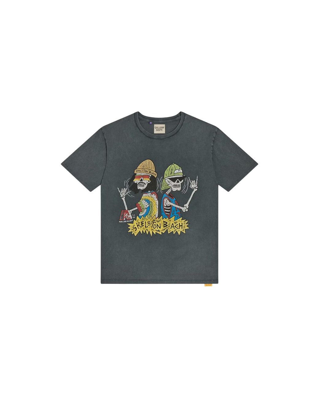 GALLERY DEPT. Black Atk Skeleton Beach Glitter Logo T-Shirt "Vintage" Gd229" for men