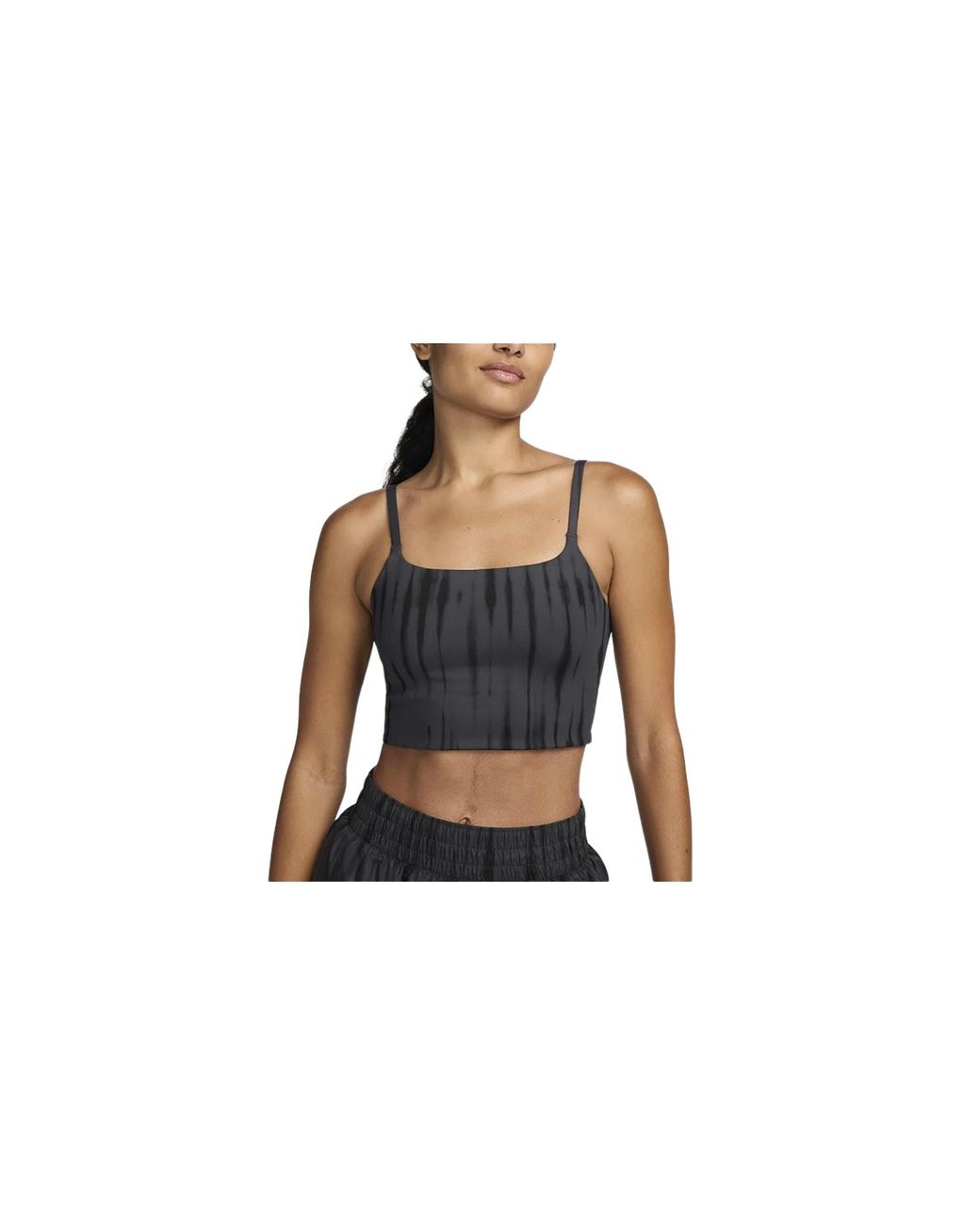 Nike Black One Light-Support Longline Printed Sports Bra "Anthracite Anthracite" Fz6749 068"