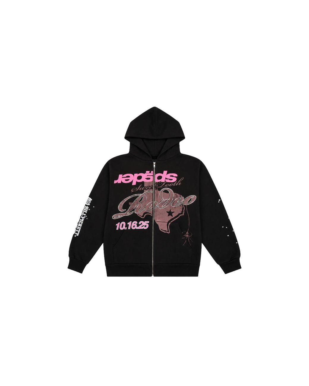 Sp5der Black Rodeotexas Zip Hoodie 583" for men