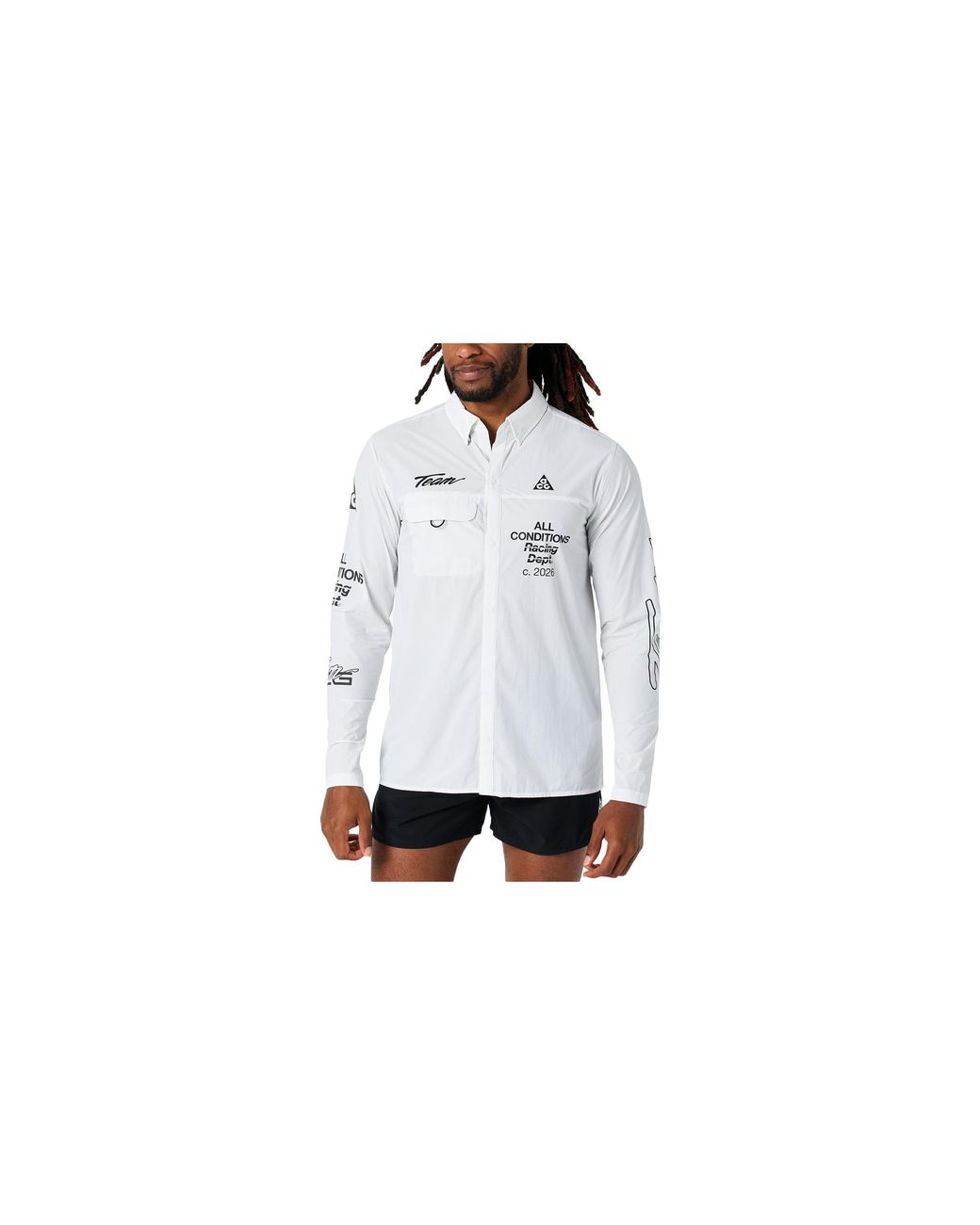 Nike Black Acg Uv-Resistant Button-Up Long-Sleeve Graphic Top "Aireez" Iu8150 100" for men