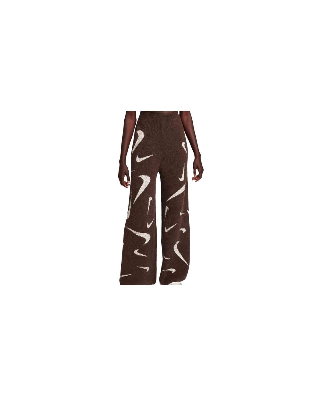 Nike Black Sportswear Phoenix Cozy Bouclé High-Waisted Wide-Leg Knit Pants "Earth Light Orewood" Fd4288 227"