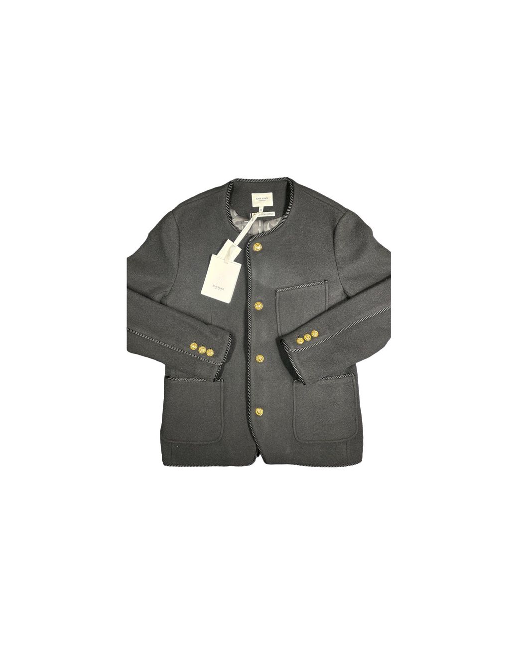 A Bathing Ape Black Collarless Wool Chinese Jacket 066" for men