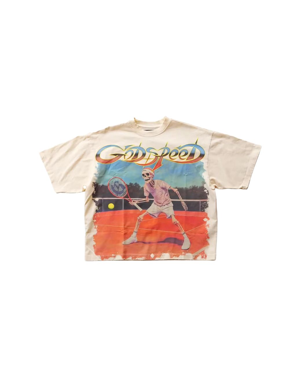 GODSPEED NEW YORK Black Top Spin Ss T-Shirt "Bone" Gs Tee 99015 K7L" for men