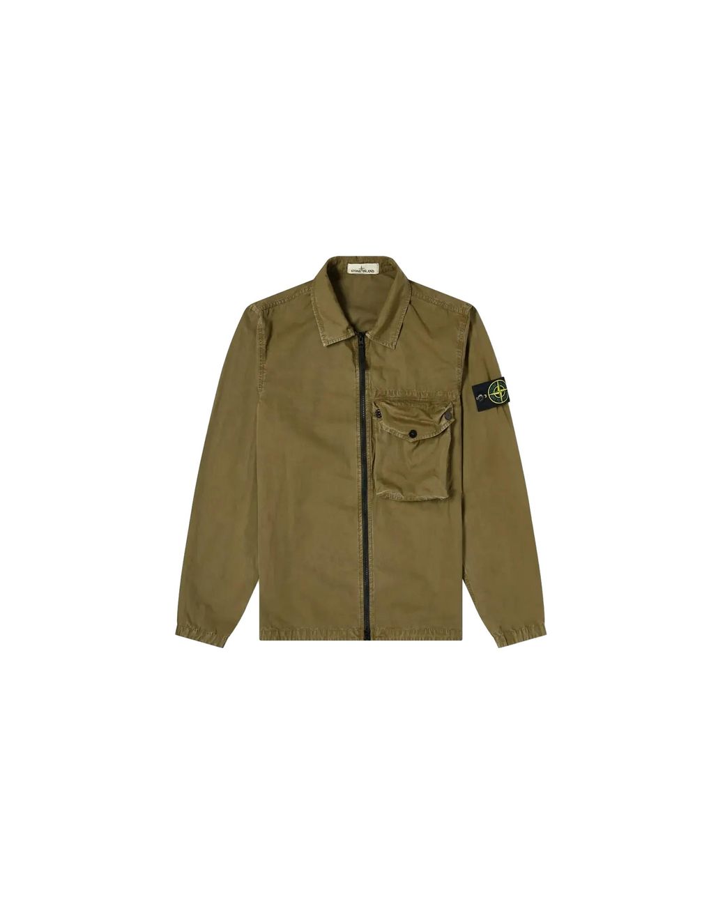 Stone Island Green Zip Pocket Overshirt 7415117Wn V0158" for men