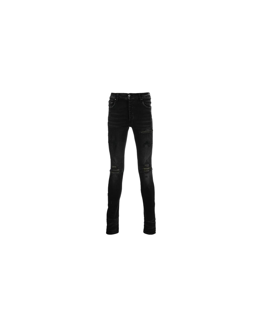 Amiri Black Mx1 Camo Leather Patch Jeans "Aged" Pf22Mds028 023" for men