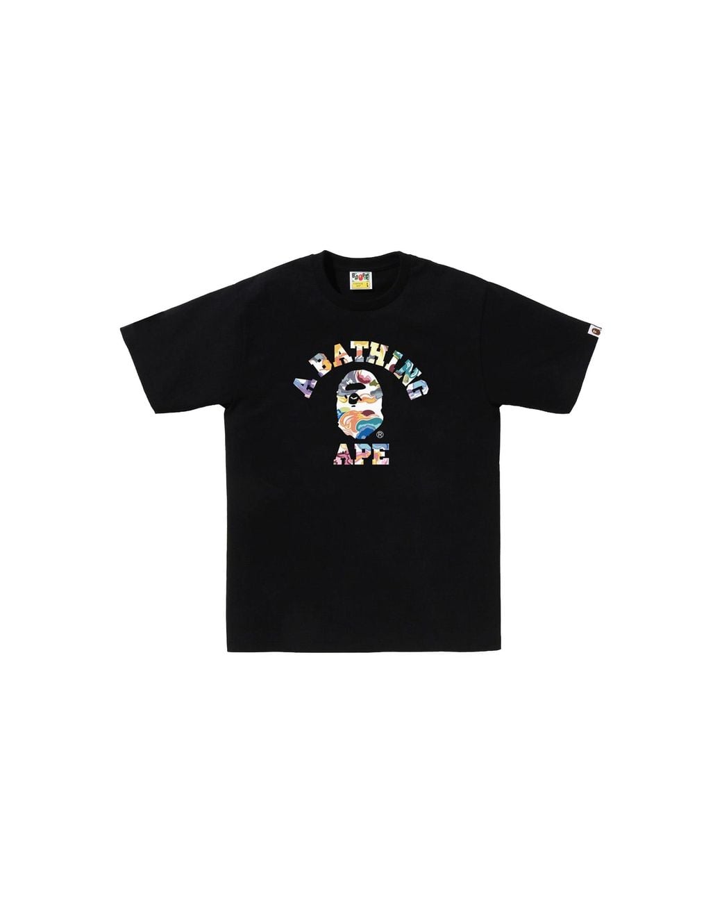 A Bathing Ape Black Art Camo College T-Shirt 082" for men
