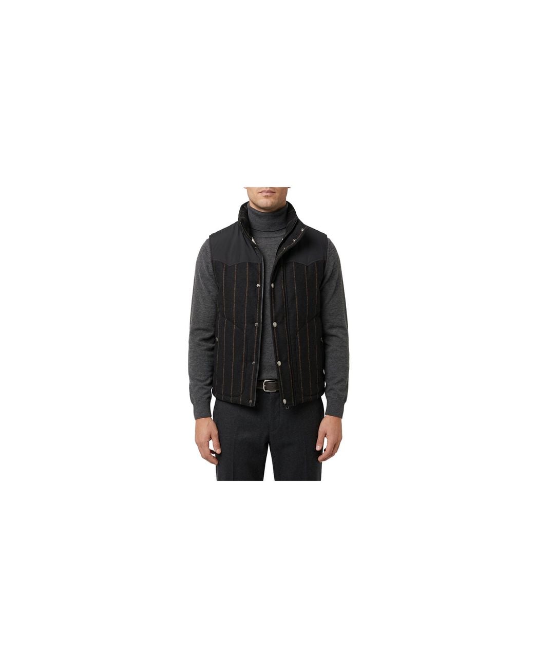 Brunello Cucinelli Black Striped Wool Vest Brun3008" for men