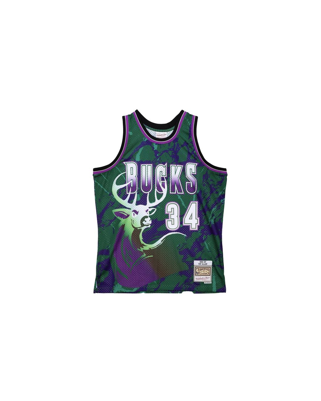 Mitchell & Ness Black Team Marble Swingman Jersey "Nba Milwaukee Bucks 1996 Ray Allen" Tfsm1278 Mbu96Ralgren" for men