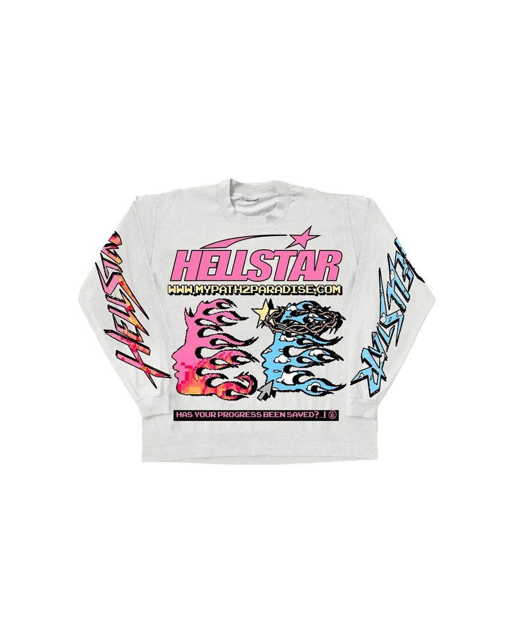 HELLSTAR Black Pixel Long Sleeve Shirt "Cream" Hsr456" for men