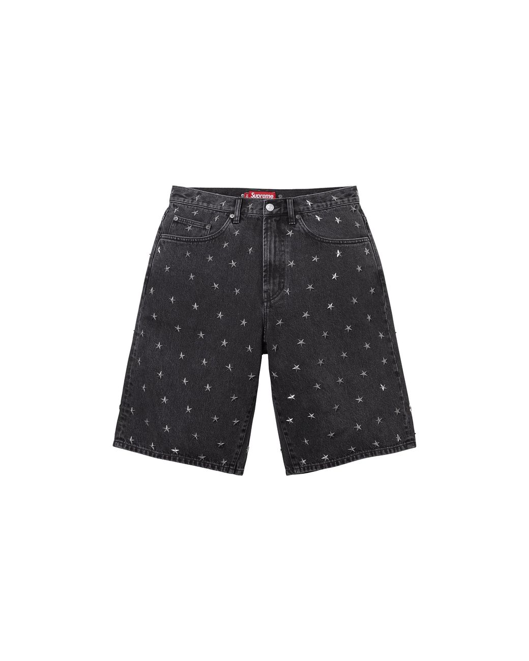 Supreme Black Stars Studded Baggy Denim Short Ss26 Su28024"