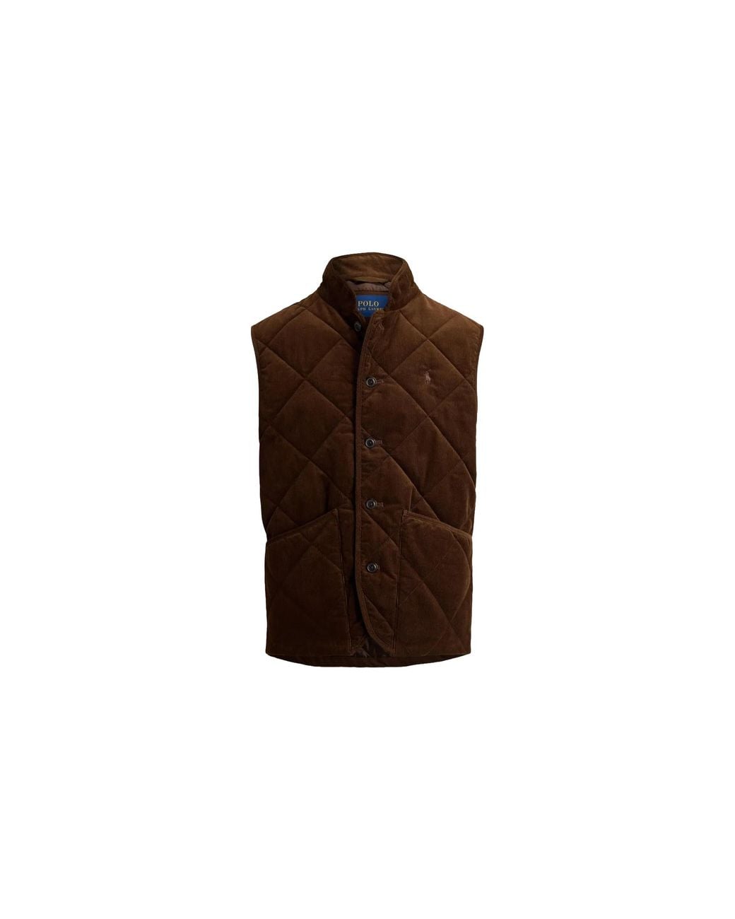 Polo Ralph Lauren Black 16 Wale Corduroy Hurston Quilted Vest "Cooper" 710B15979002" for men
