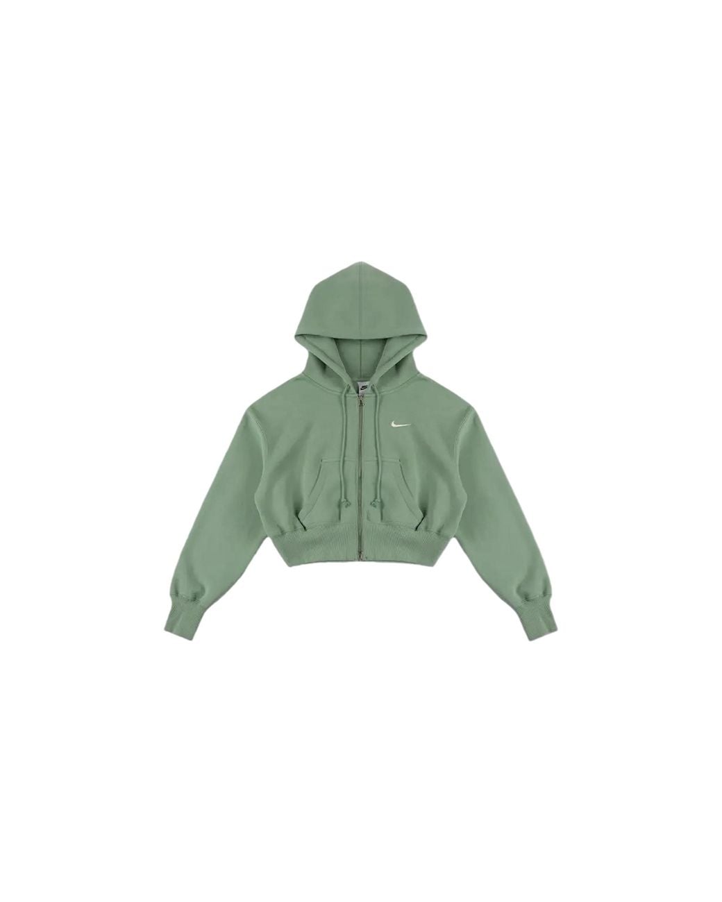 Nike Green Sportswear Phoenix Fleece Full-Zip Cropped Hoodie "Steam Sail" Hv2426 006"