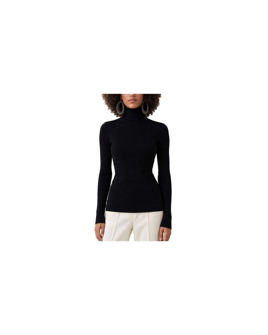 Brunello Cucinelli Black Ribbed Wool Turtleneck Sweater Brun2442"