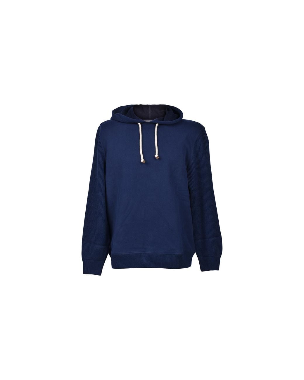 Brunello Cucinelli Blue Cotton Two-Tone Hoodie Sweater Brun2970" for men