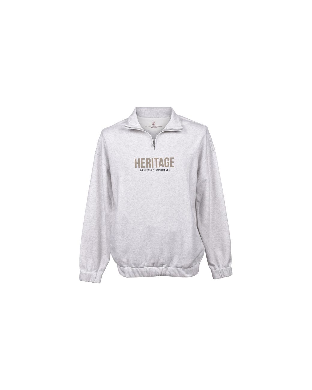 Brunello Cucinelli Black Quarter Zip Sweatshirt "Pearl" Brun281" for men