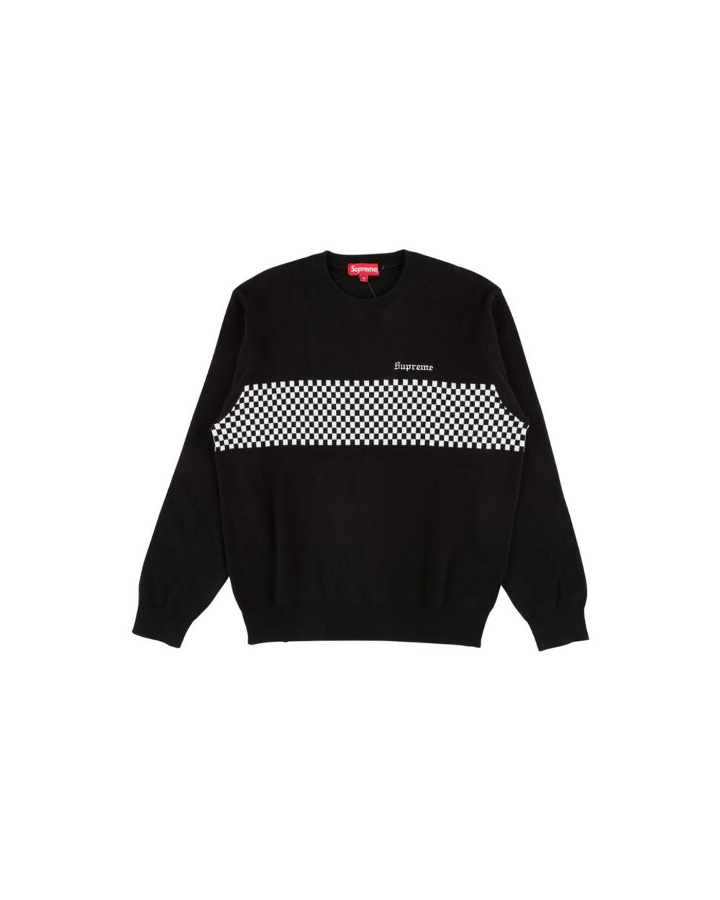 supreme checkered panel crewneck