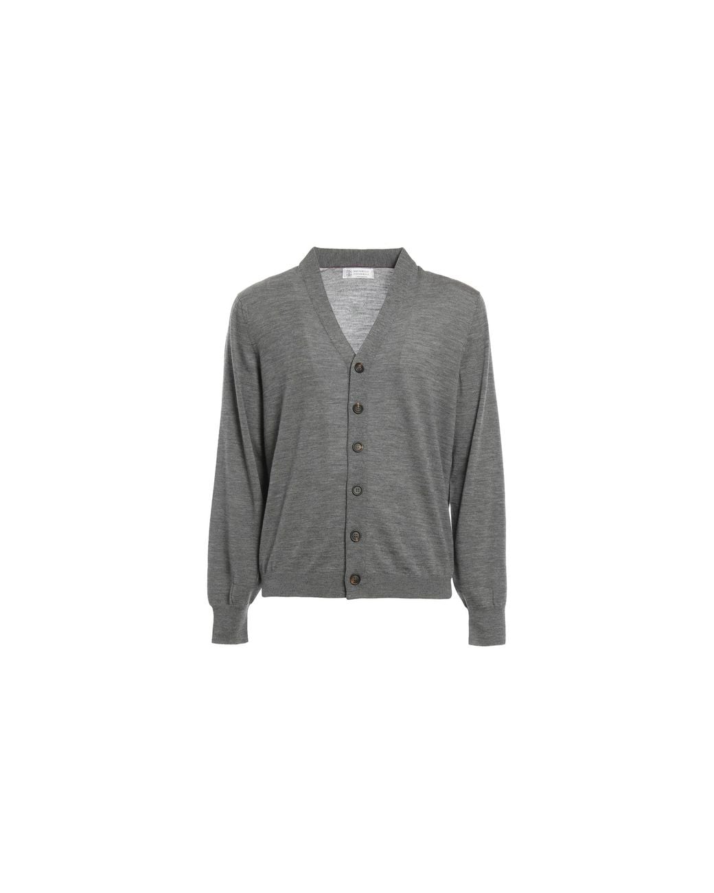 Brunello Cucinelli Black Wool Silk Cardigan "Lignite" Brun2321" for men