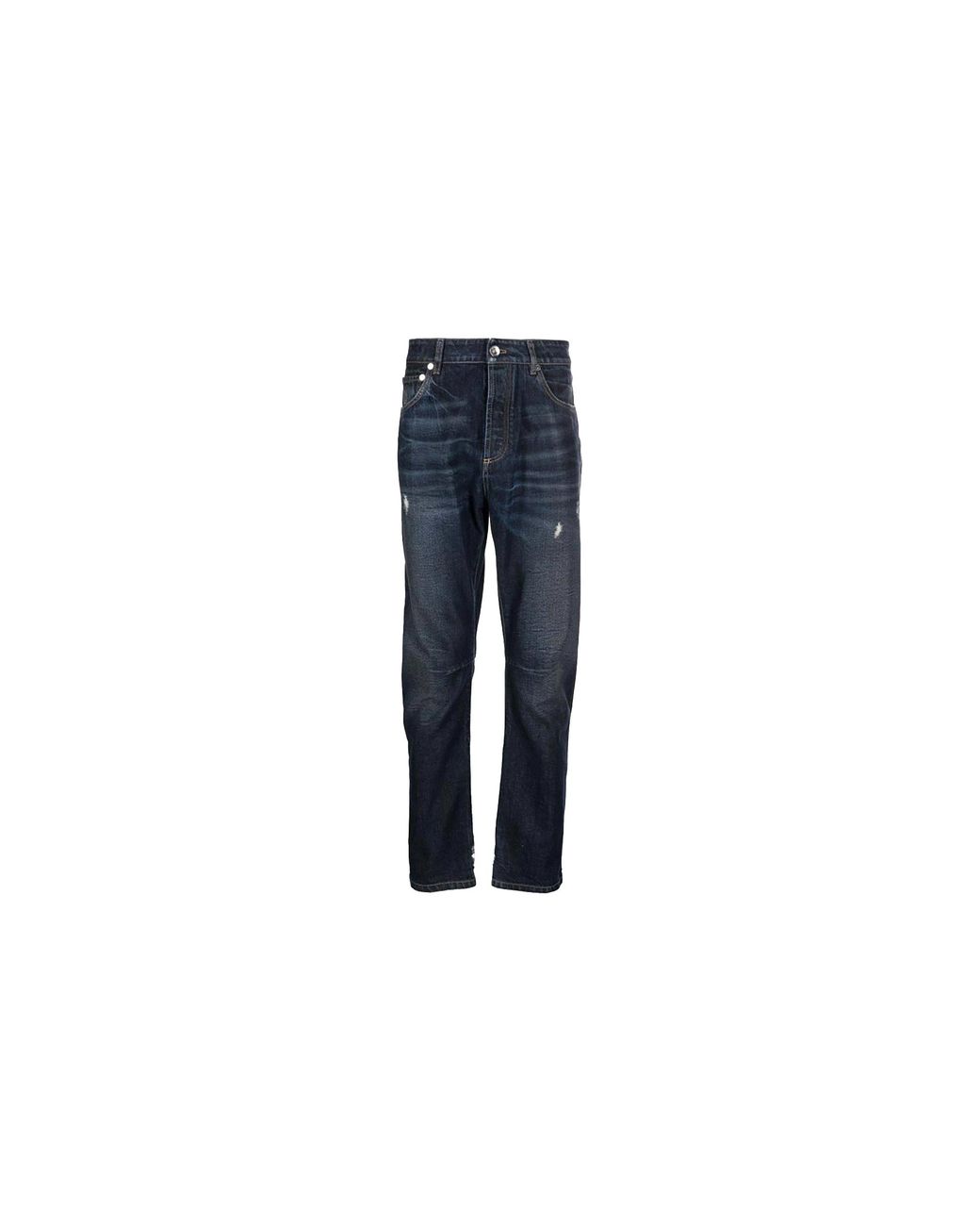 Brunello Cucinelli Black Distressed Denim Jeans "Dark Wash" Brun214" for men