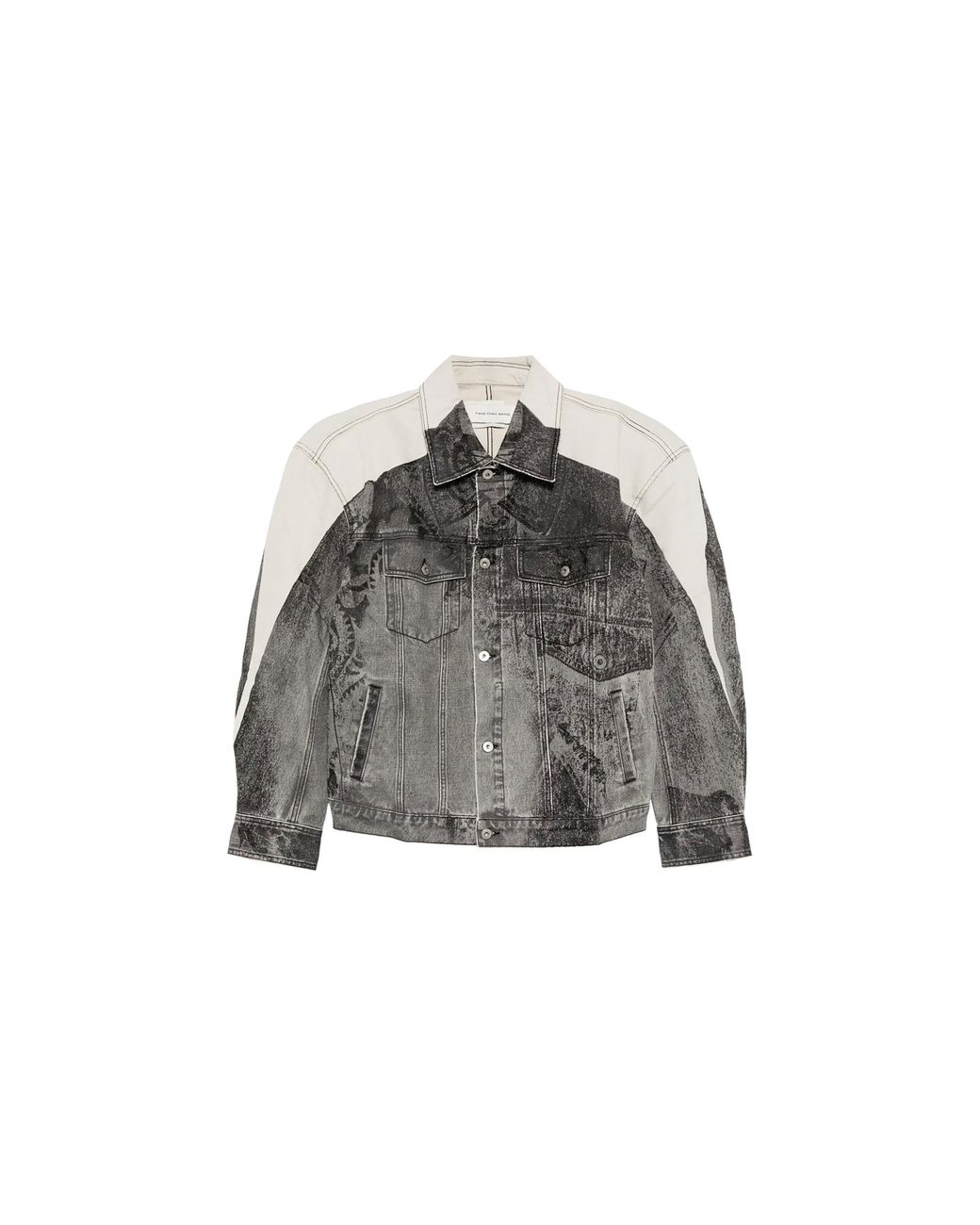 Feng Chen Wang Black Denim Deconstructed Printed Oversized Jacket Fuf18Jk06" for men
